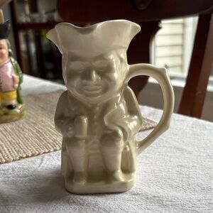 Vintage Toby Mug White Ceramic Crackle Glaze England British Man